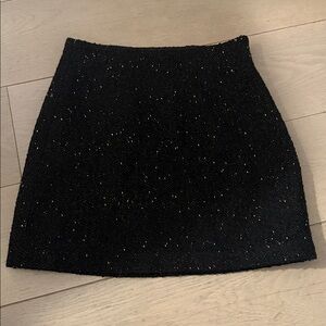 NWOT Babaton Aritzia Black Glitter Tweed Mini Skirt
